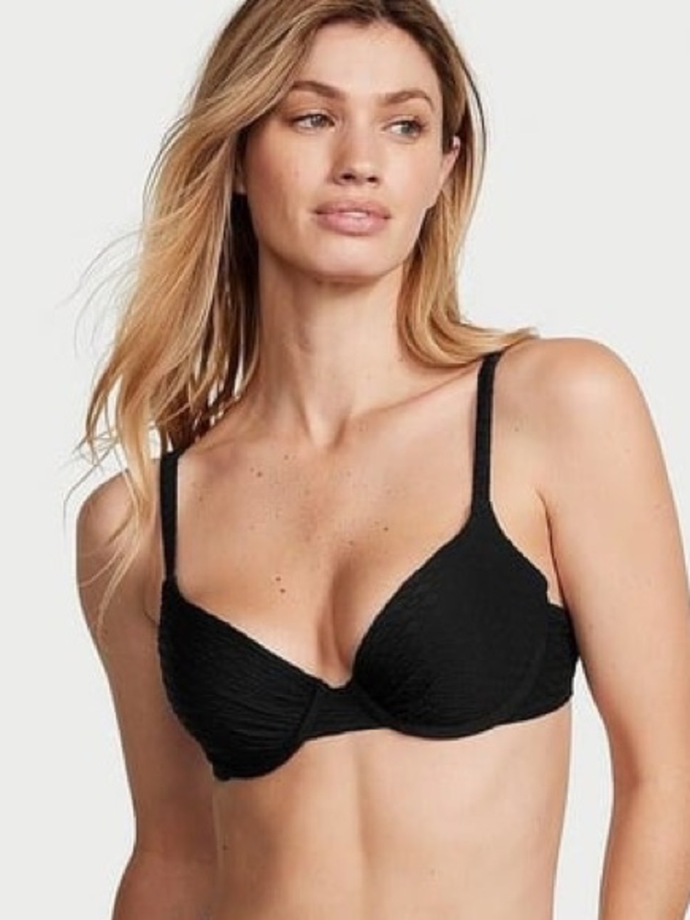 Victoria secret the icon push-up bikini top fishnet texture black